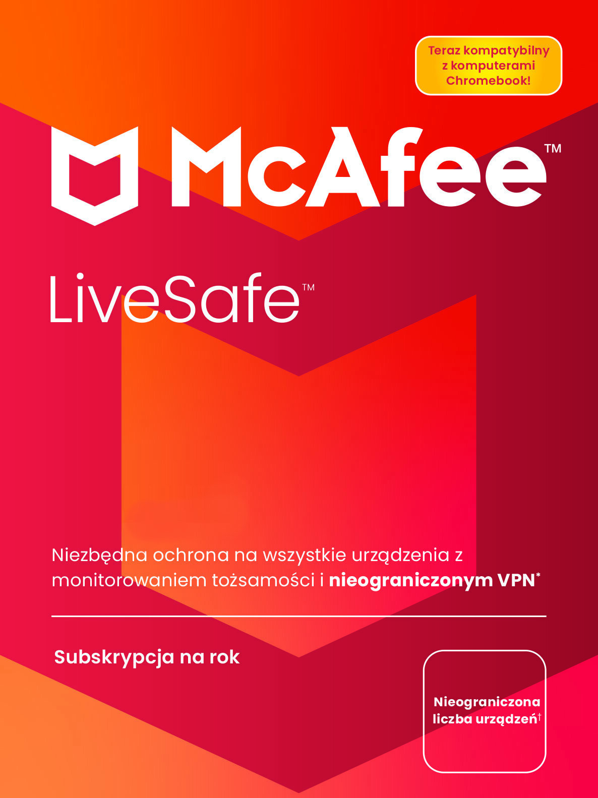 Kod aktywacyjny Program McAfee LiveSafe + Safe Connect Premium (1 rok)
