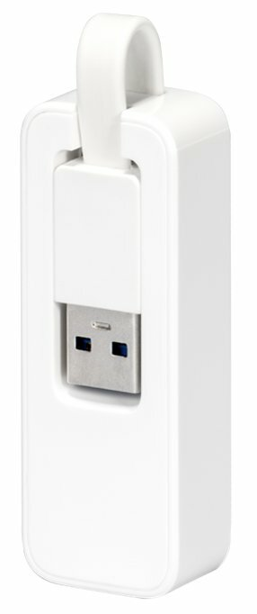 Biały napęd USB z uchwytem pętelkowym.