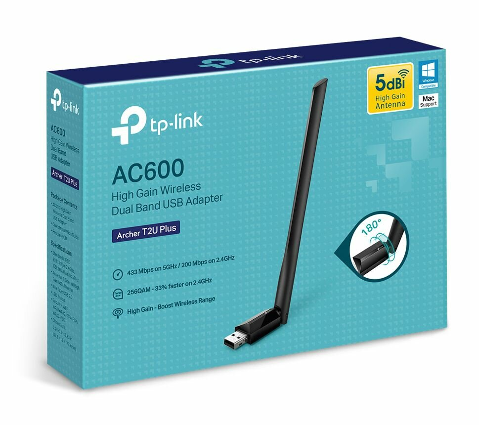 Adapter USB bezprzewodowy Tp-link AC600 w pudełku.