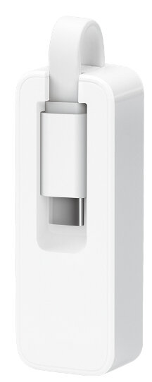 Biały adapter ze złączem USB-C i pętlą do mocowania do breloczka.