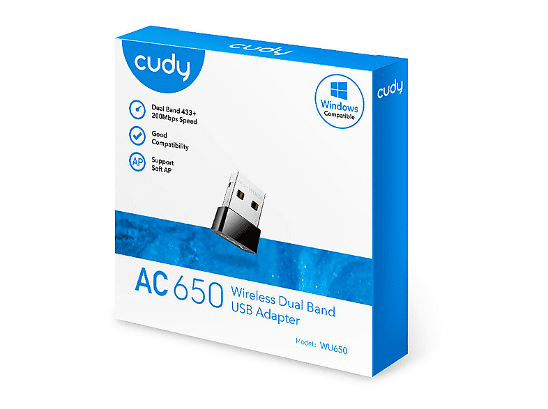 Karta sieciowa CUDY WU650 USB-A, Zewnętrzna, 2.4 / 5 GHz – zdjęcie 2