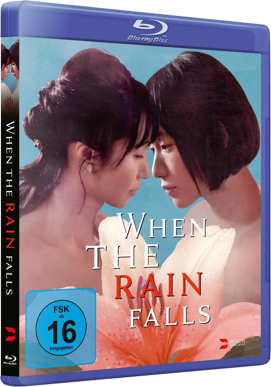 Blu-ray-Cover eines Films mit zwei Frauen und dem Titel 'When the Rain Falls'.