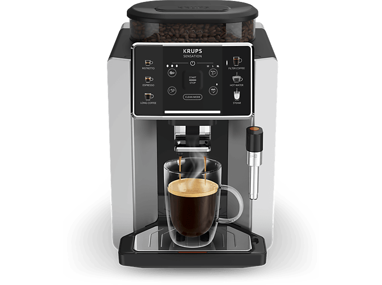 Krups Cafetera Automática Sensation C50 - Potencia 1450W, fácil uso, 5  tipos bebidas, 15 bares, fácil mantenimiento, alertas lumínicas, cómoda