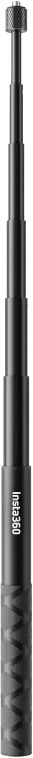A telescoping metal pole, black, with a textured handle and a screw top, extending upwards.