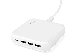 TTEC SmartCharger Quattro notebook, telefon töltő USB-C/USB-A csatlakozással, 65W, PD, fehér (2SCG02B)