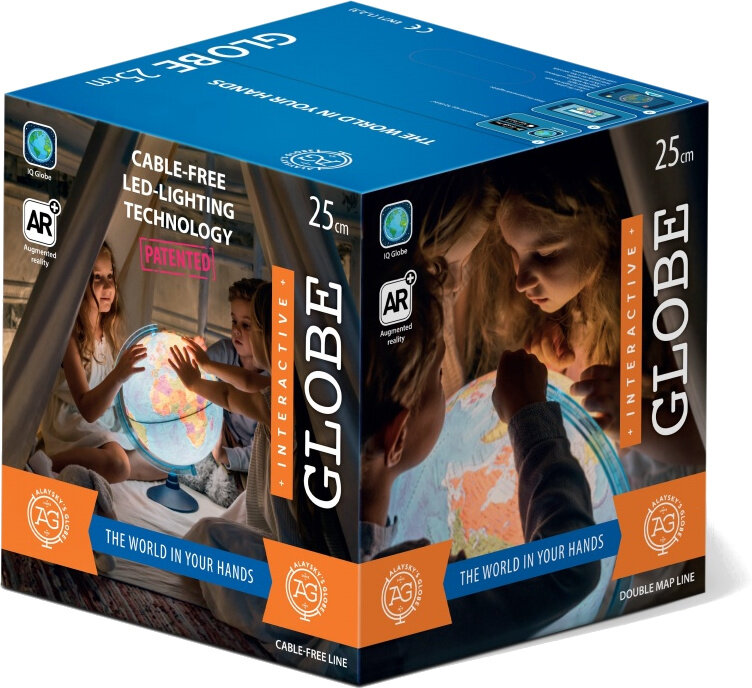 Globus DANTE Alaysky 25 cm z mapą fizyczną, polityczną i aplikacją, podświetlany