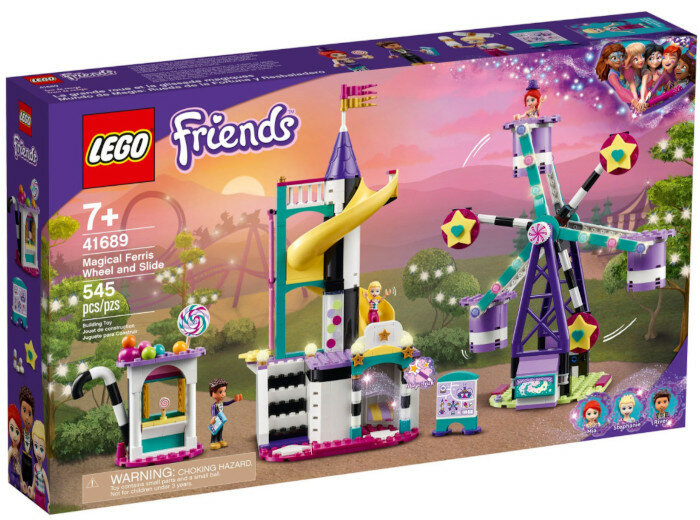 Zestaw LEGO Friends z diabelskim młynem i zjeżdżalnią.