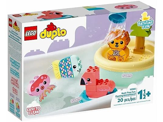 Klocki LEGO DUPLO - Moja pierwsza zabawa w kąpieli: pływająca wyspa ze zwierzątkami (10966)