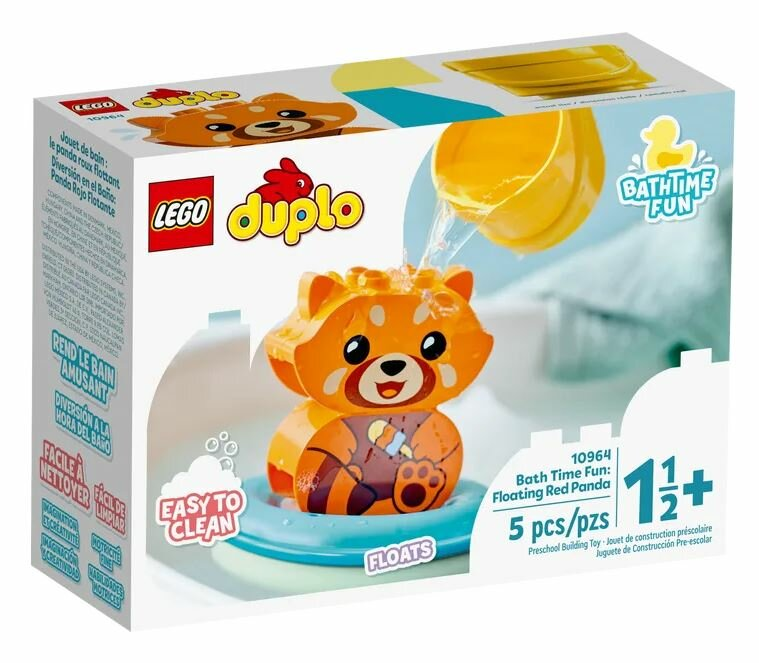 Klocki LEGO DUPLO - Moja pierwsza zabawa w kąpieli: pływająca czerwona panda (10964)