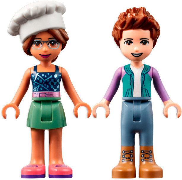 Dwie figurki Lego: szef kuchni i osoba w stroju casual. Oboje trzymają się za ręce.