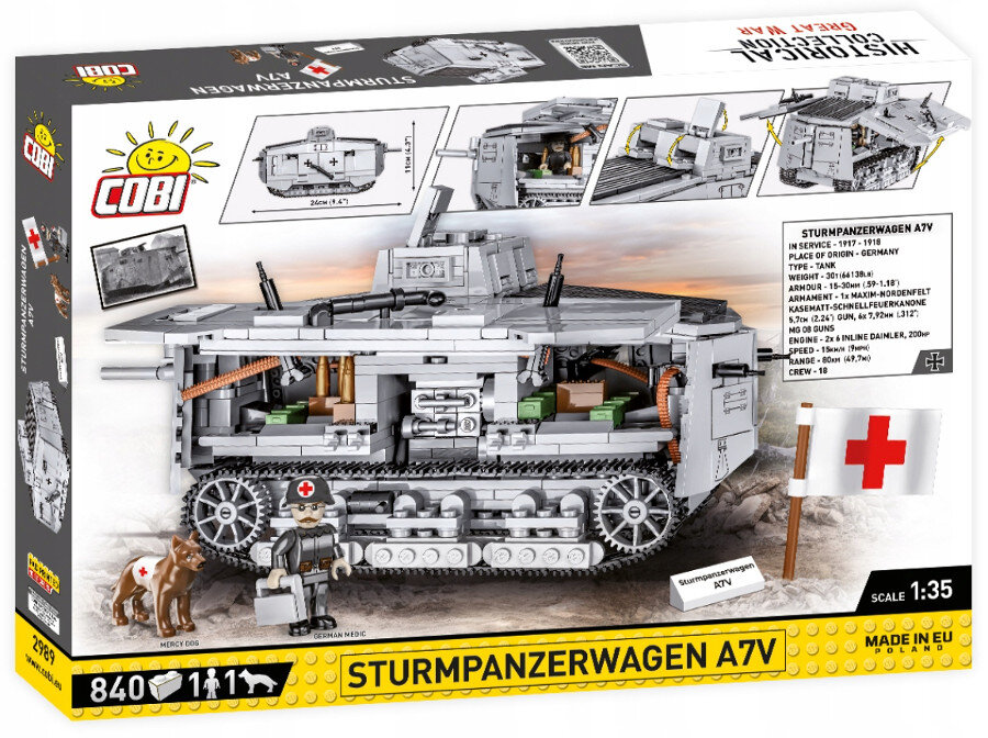 Klocki COBI Historical Collection: Great War - Sturmpanzerwagen A7V 2989