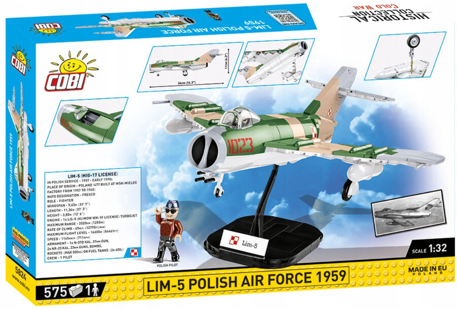 Klocki COBI Historical Collection: Cold War - Lim-5 Polish Air Force 1959 5824