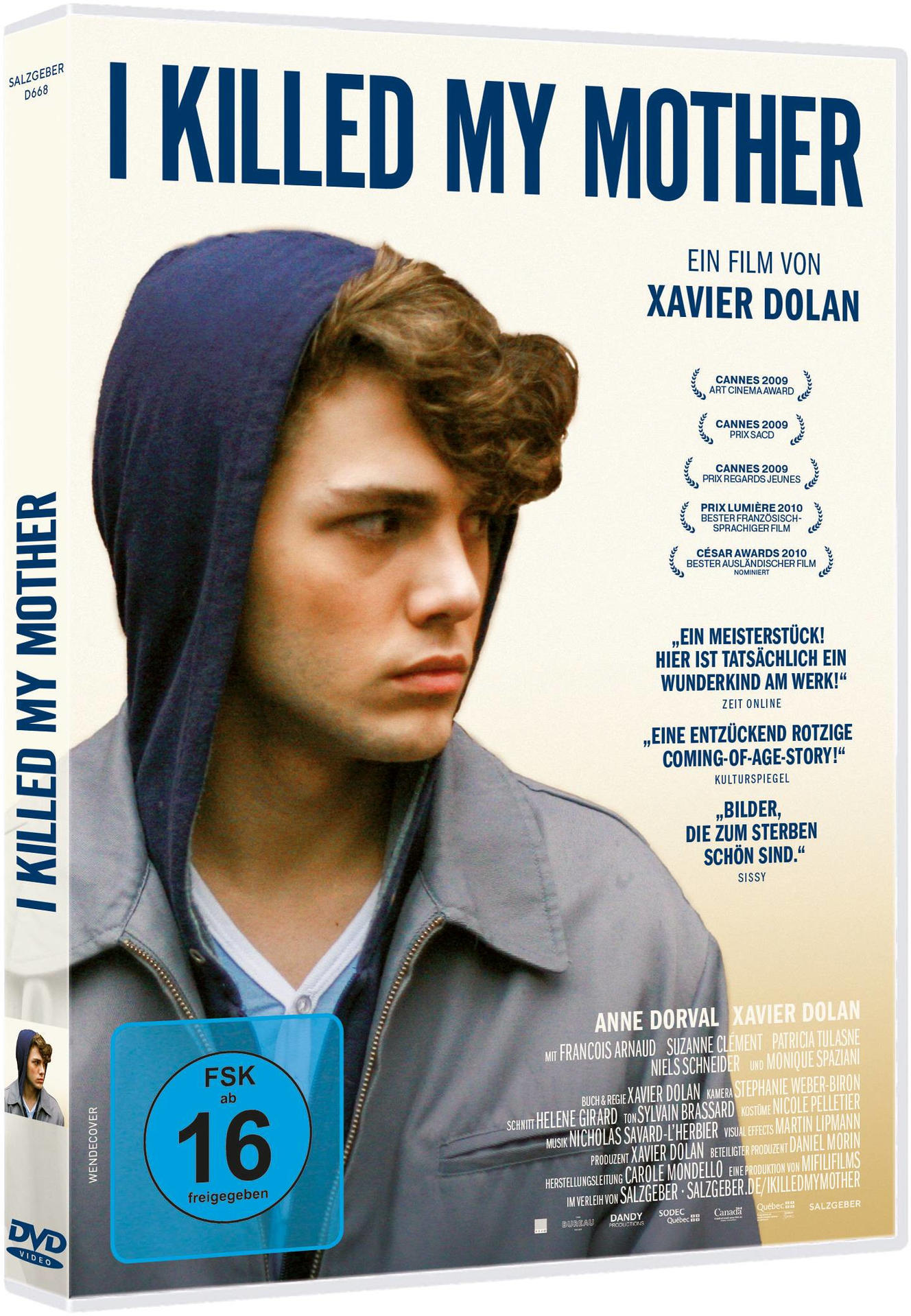 DVD-Cover von 'Ich habe meine Mutter getötet'. Zeigt einen jungen Mann mit Kapuzenpullover.