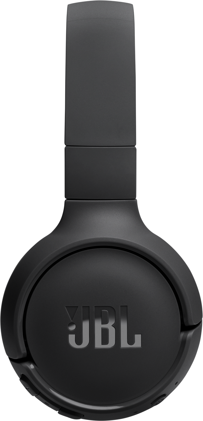 Fekete JBL fejhallgató, közelkép, felülnézet, JBL logóval.