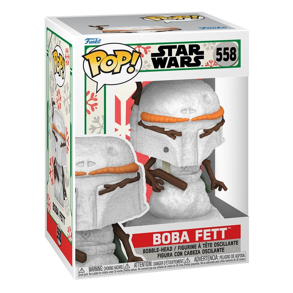 Figurka Boba Fetta Funko Pop w pudełku o tematyce świątecznej.