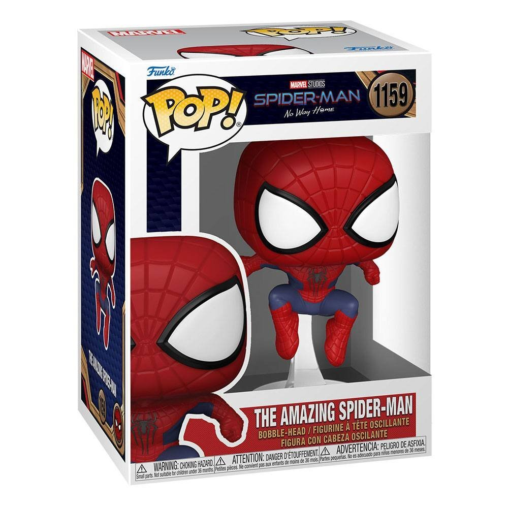 Pudełko z zabawkami z Amazing Spider-Man. Figurka jest w kostiumie Spider-Mana.