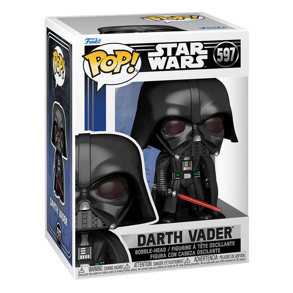 Pudełko Funko Pop Darth Vader z figurką w środku.