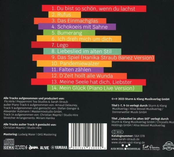Rückseite einer Musik-CD, mit Titelliste und Details.