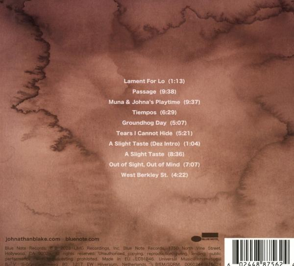Rückseite eines CD-Covers mit Titeln und Barcode, verschiedener Text, weißer Hintergrund.