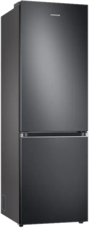 Ein schwarzer Kühlschrank mit Gefrierschublade.