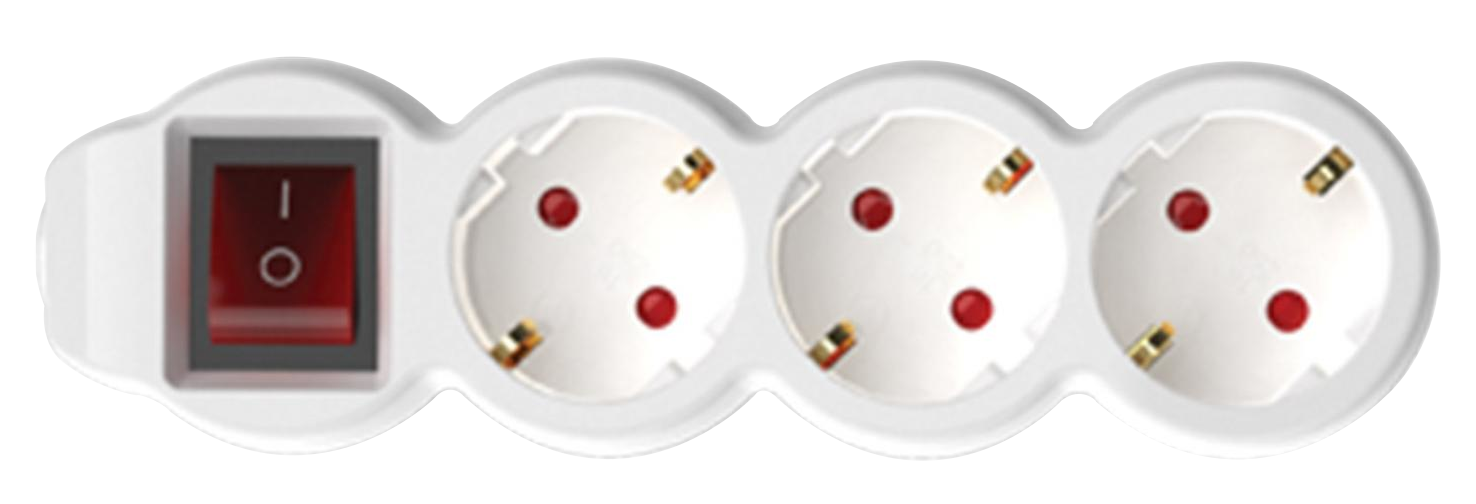 HOME NV 3K-5/WH/1,5 3-as hálózati elosztó kapcsolóval, 5 méter, 3x1,5mm2, fehér