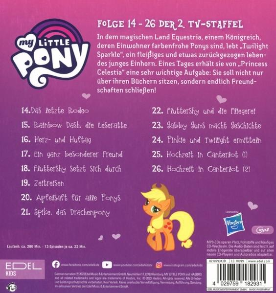 My Little Pony DVD-Cover mit Text und Zeichentrickfiguren.