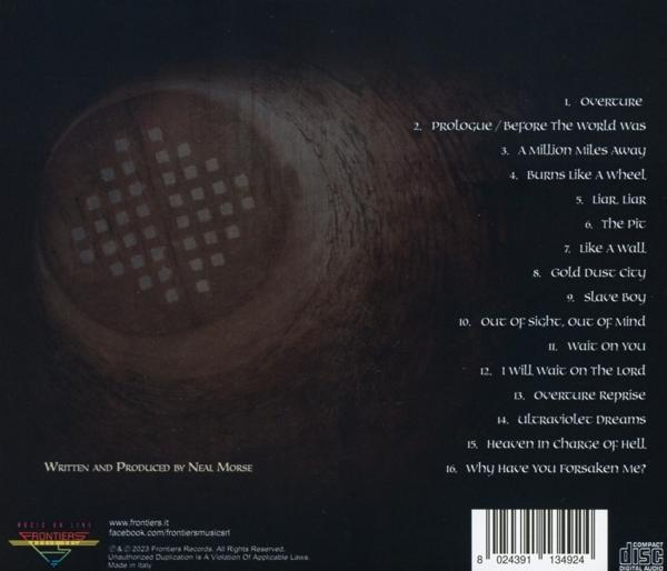 CD-Rückseite mit Songliste und Produktionsdetails auf dunklem Hintergrund.