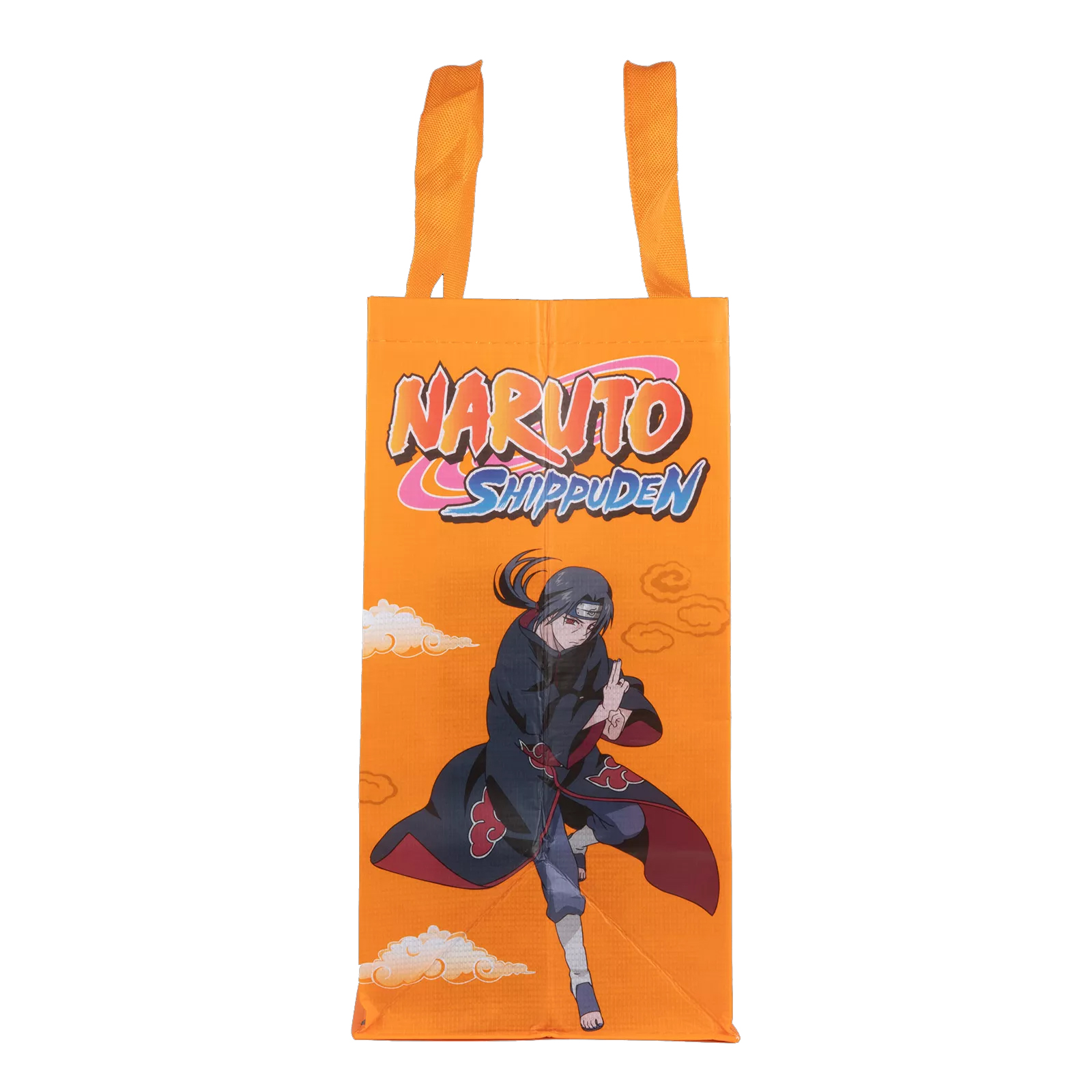 Orange Naruto Shippuden Einkaufstasche. Itachi ist auf der Vorderseite abgebildet.