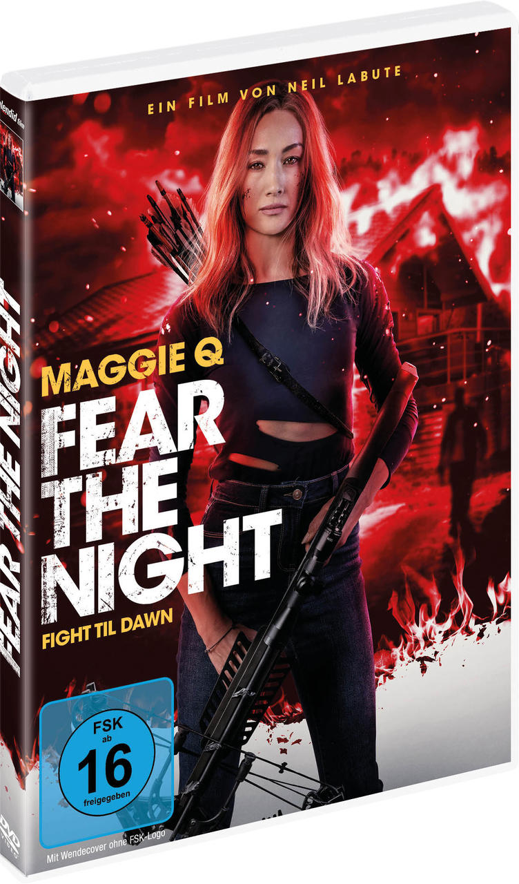 DVD-Cover von 'Fear the Night' mit einer Frau, die eine Armbrust hält.