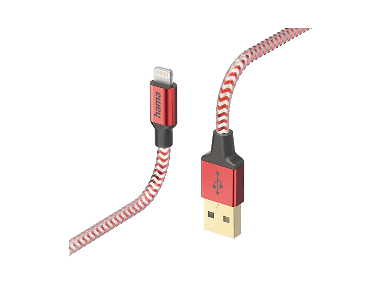 Hama Câble USB-A vers Lightning Reflective 1.5 m Rouge