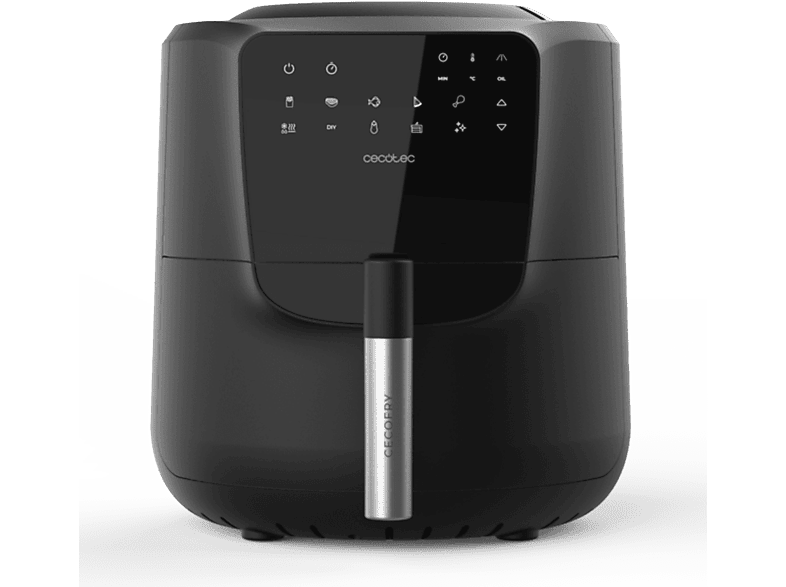 Freidora de aire  Cecotec Cecofry Rain M, 1550 W, 5.5L, Pulverización  automática de aceite, 8 menús, Autolimpieza, Negro