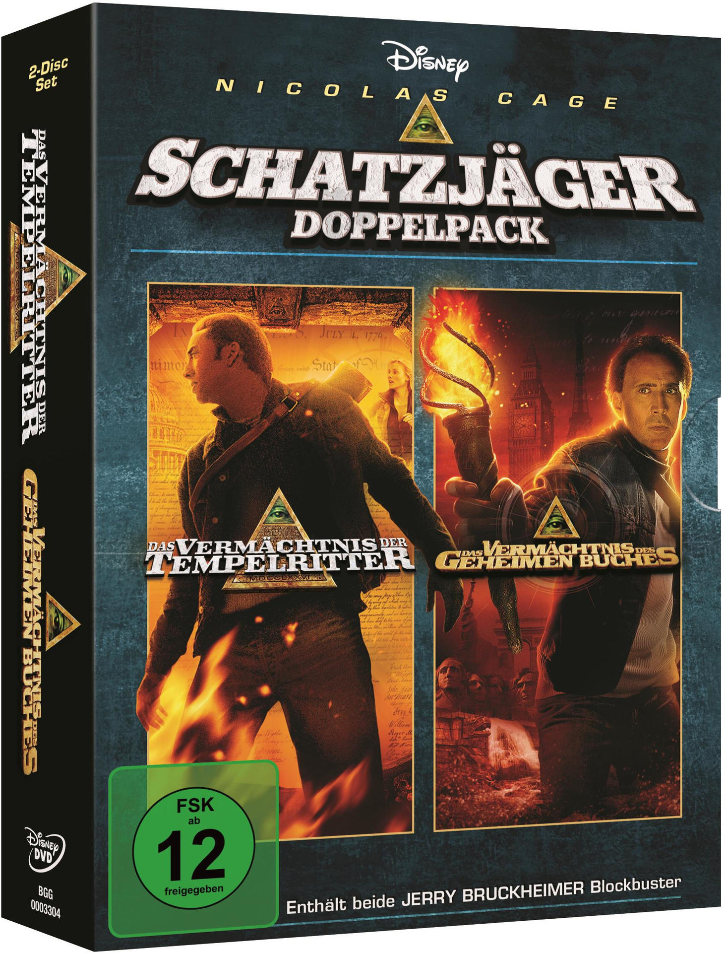 DVD-Cover: Nicolas Cage in 'Das Vermächtnis der Tempelritter' & 'Das Vermächtnis des geheimen Buches'.