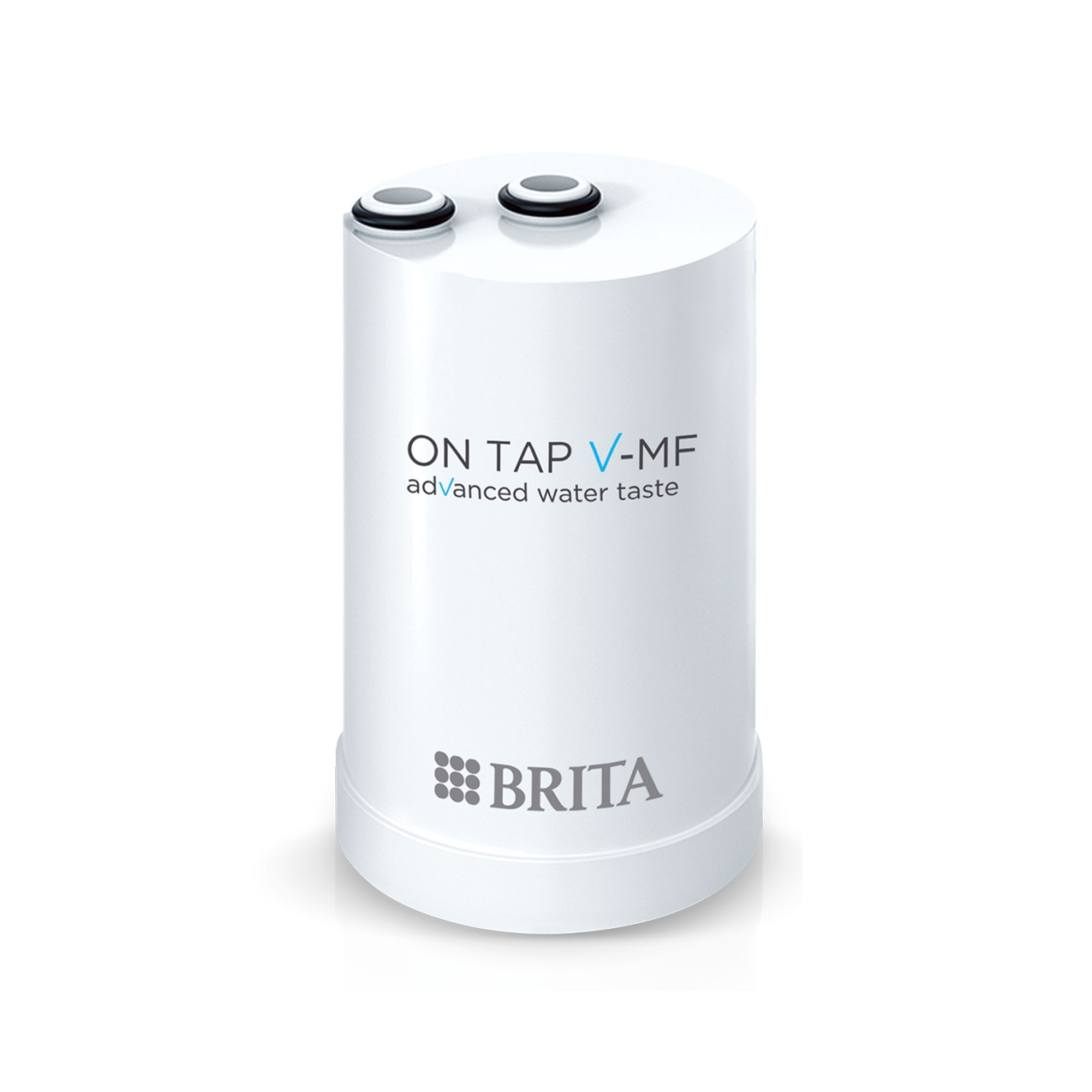 Fehér vízszűrő az 'ON TAP V-MF' felirattal és a Brita logóval.