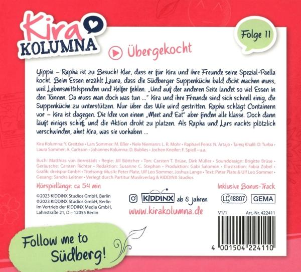Ein deutsches Buchcover mit Text und Illustrationen. Titel: Kira Kolumna. Folge 11.