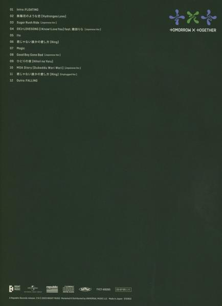 Albumcover mit Titelliste, weißer Text auf dunkelgrünem Grund.