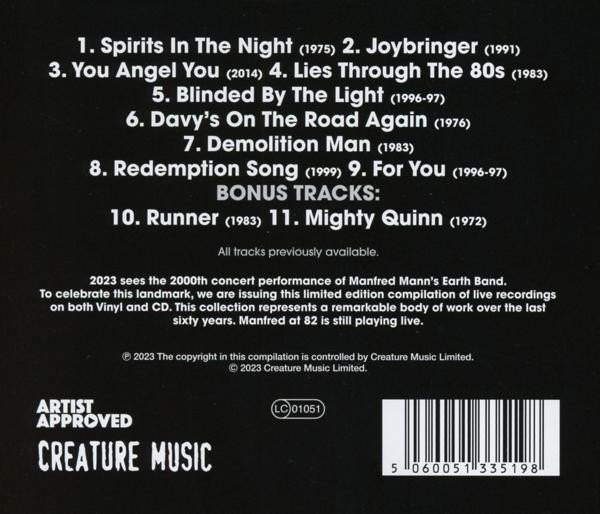 Album-Rückseite mit Titelliste, Urheberrechtsdetails und Barcode. Schwarzer Hintergrund.
