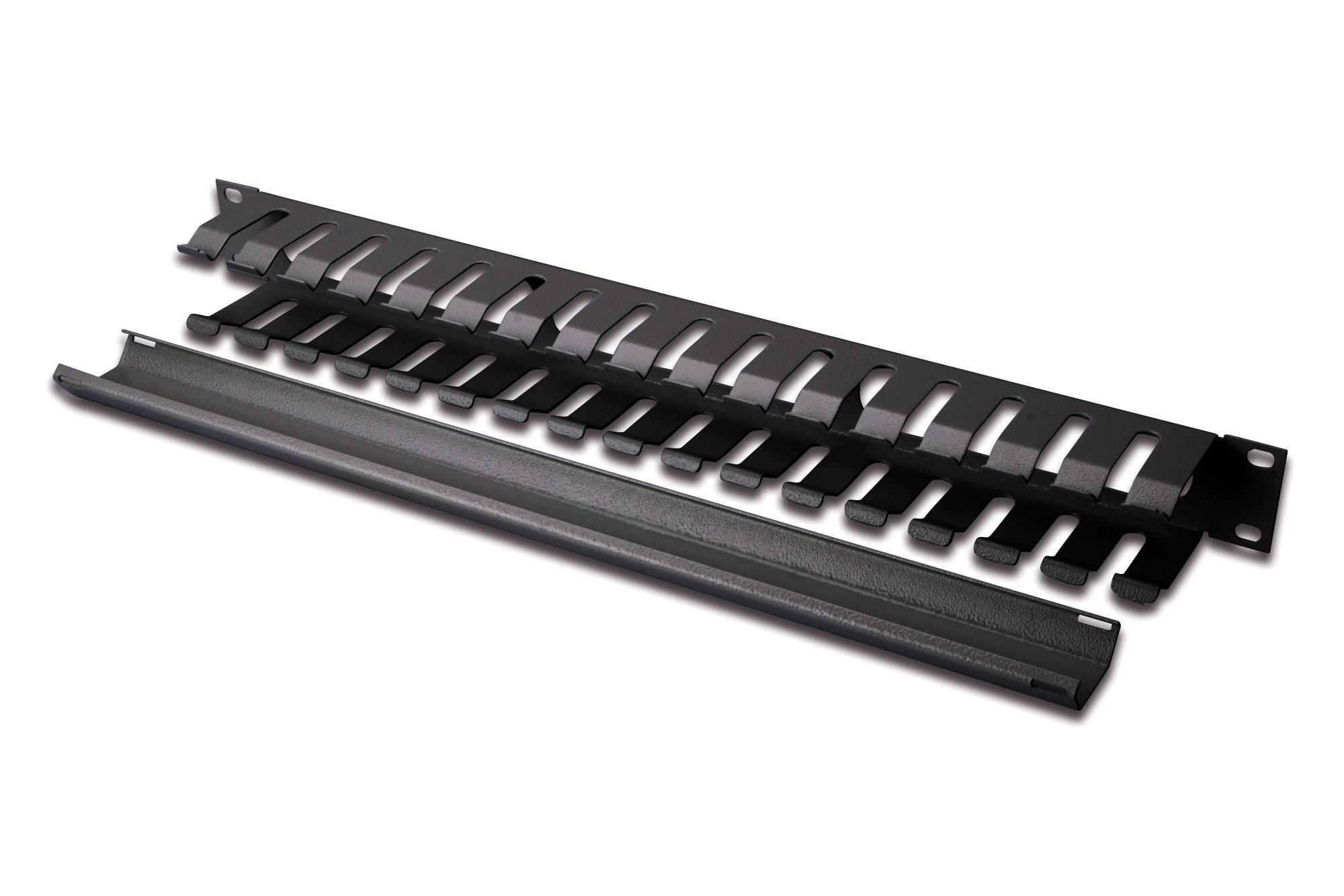 DIGITUS DN-97617 Kabelführungspanel mit abnehmbarer Blende, Schwarz