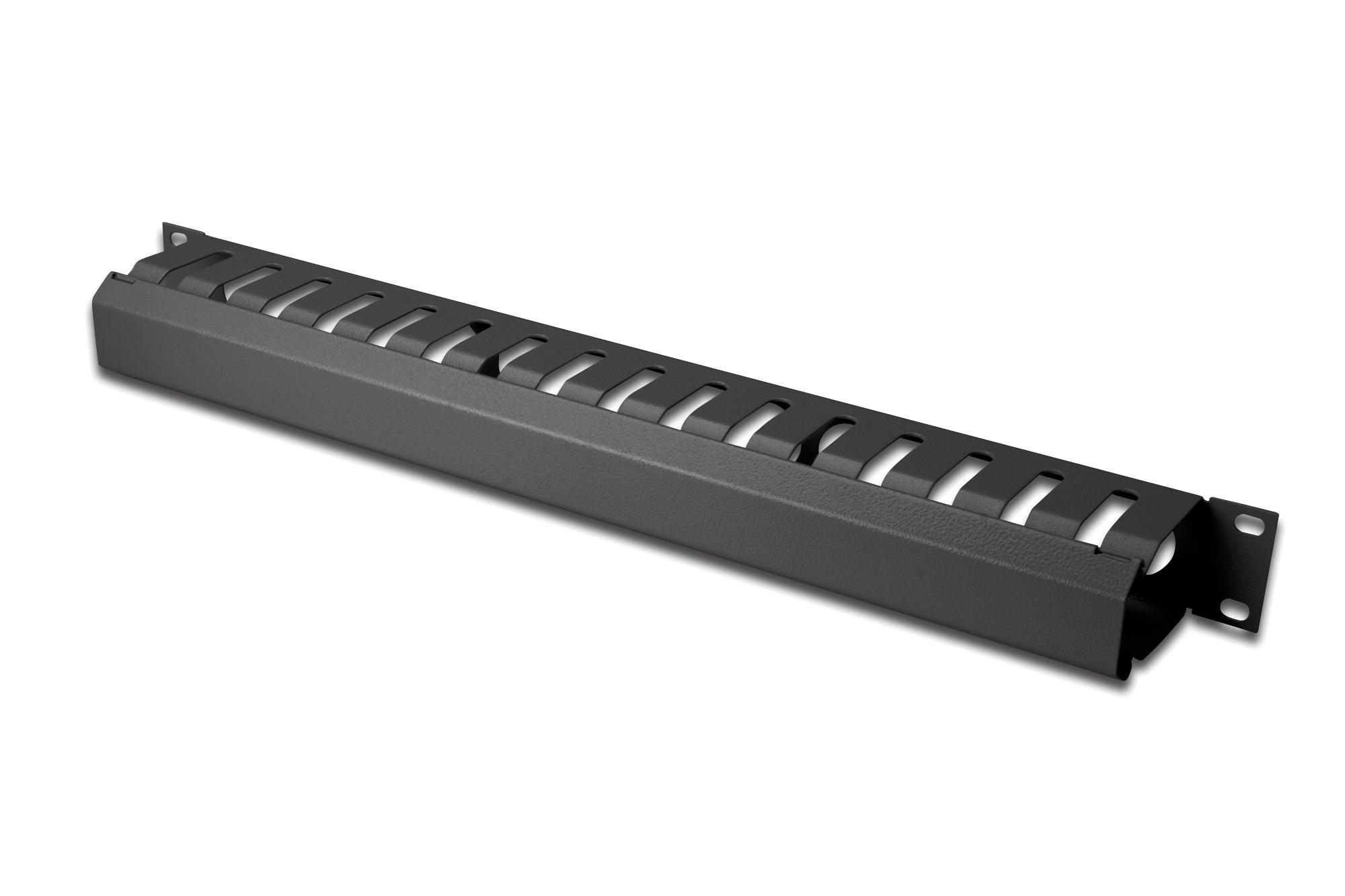 DIGITUS DN-97617 Kabelführungspanel mit abnehmbarer Blende, Schwarz