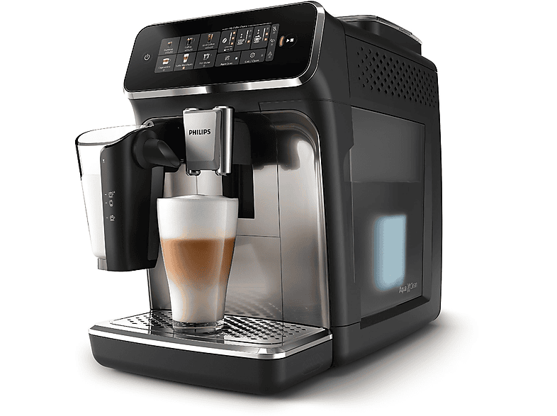 PHILIPS EP3347/90 Serie 3300 LatteGo 5 Kaffeespezialitäten Kaffeevollautomat Matt-Schwarz, Silber-lackierte Arena, Edelstahl Abtropfschale
