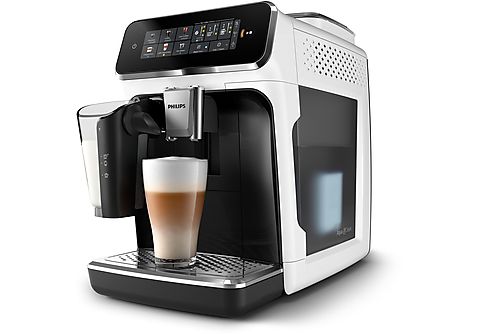 PHILIPS EP3343/50 Serie 3300 LatteGo 6 Kaffeespezialitäten Kaffeevollautomat (Weiß/Klavierlack-Schwarz, Keramikmahlwerk, 15 bar, integrierter Milchbehälter)