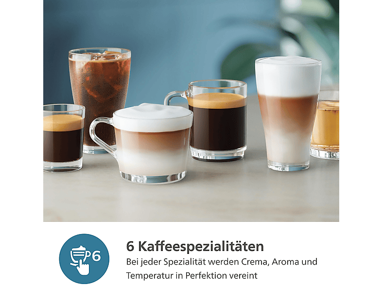 PHILIPS EP3343/50 Serie 3300 LatteGo 5 Kaffeespezialitäten Kaffeevollautomat Weiß/Klavierlack-Schwarz