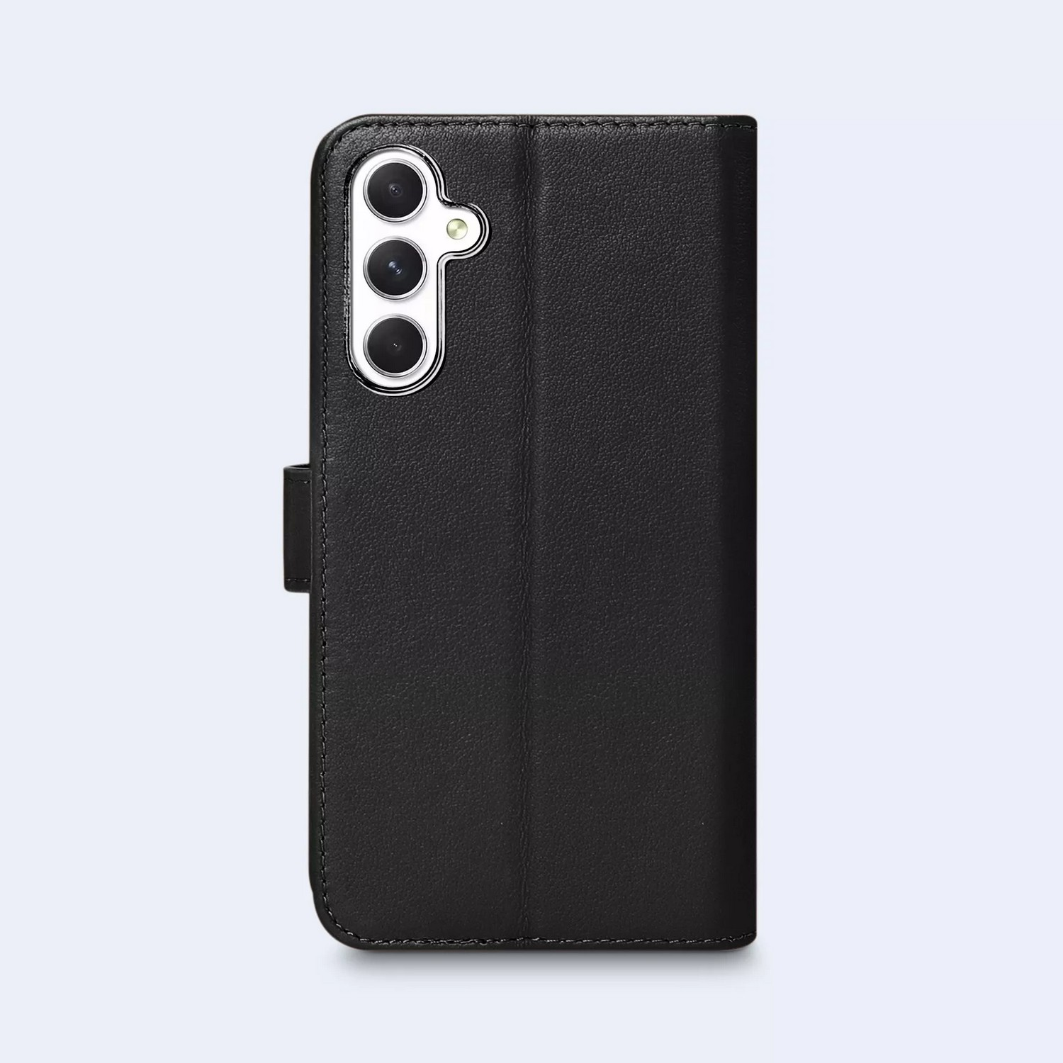Black phone case with a camera cutout and a magnetic clasp.