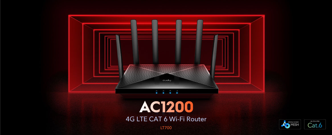 Fekete router antennákkal, piros neon kerettel, fekete háttér előtt.