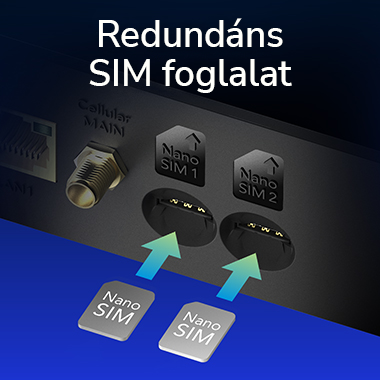 Egy eszköz közeli képe SIM-kártya foglalatokkal és SIM-kártyákkal.