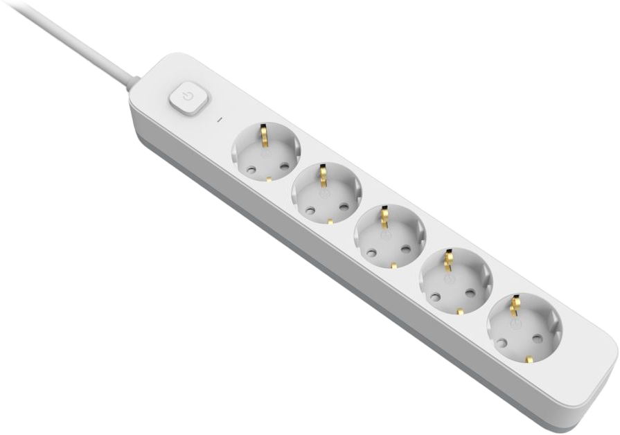 ENTAC D2 5-ös hálózati elosztó kapcsolóval, 1.5 méter, 3x1,5mm2, fehér (ESES1.5G5-1.5-SW)