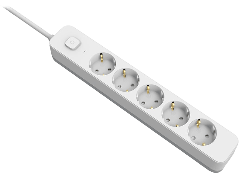 ENTAC D2 5-ös hálózati elosztó kapcsolóval, 1.5 méter, 3x1,5mm2, fehér (ESES1.5G5-1.5-SW)