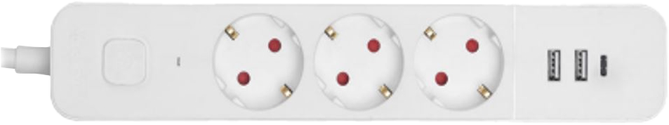 ENTAC D2 3-as hálózati elosztó kapcsolóval, 2xUSB-A+1xType-C, 1,5méter, 3x1,5mm2 (ESES1.5G3-1.5-SW-2UA1UC)