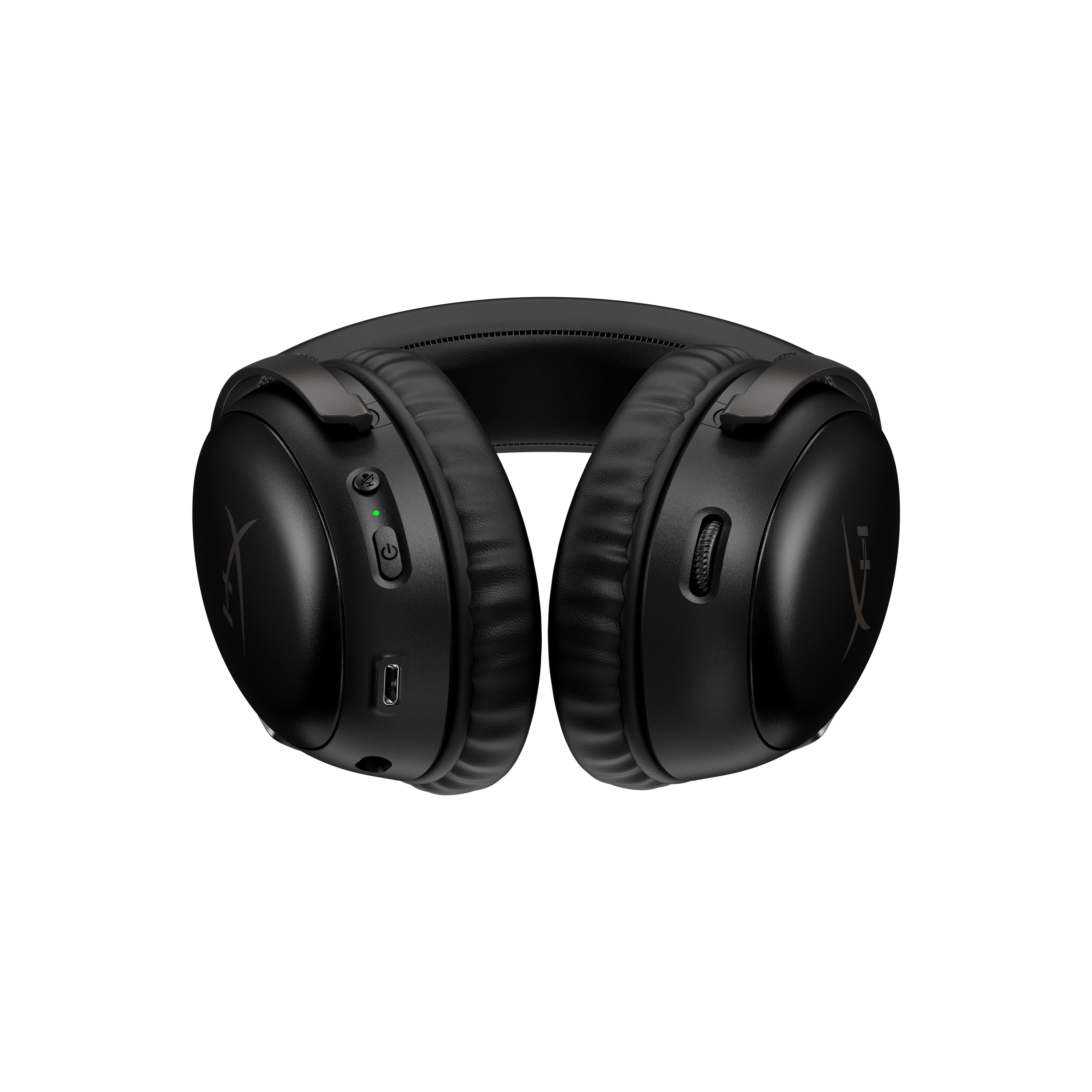 Schwarze Over-Ear-Kopfhörer. Hat Bedienelemente auf der linken Ohrmuschel.