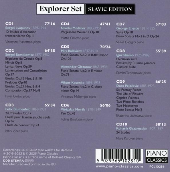 CD-Hülle hinten mit Text über klassische Musik und einem Logo.