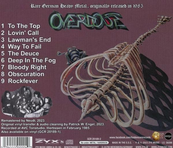 Albumcover mit Titelliste, Skelett und Bandfoto.